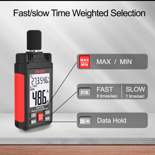 GVDA Digital Audio Level Sonometro Sound Decibelimetro 30-130dB Decibel Portable Noise Meter