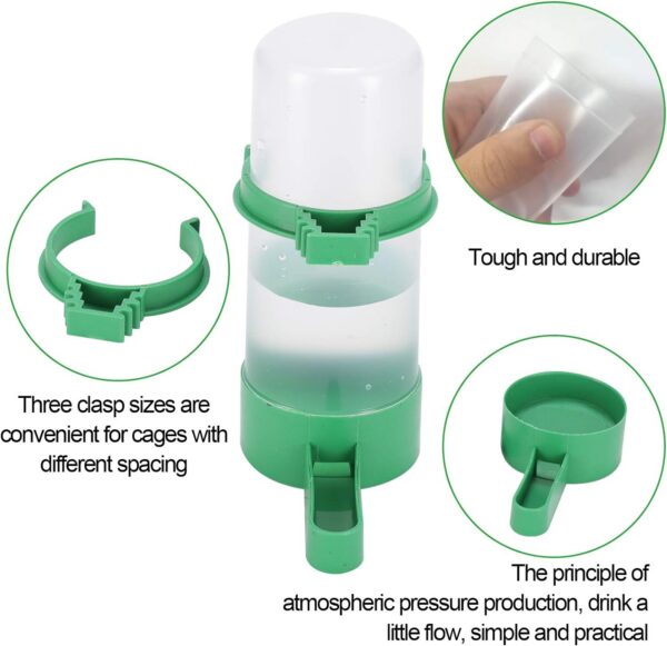 4Pcs Bird Water Feeder Plastic Drinker Feeder Water Clip for Parrots Budgie Cockatiel Lovebirds