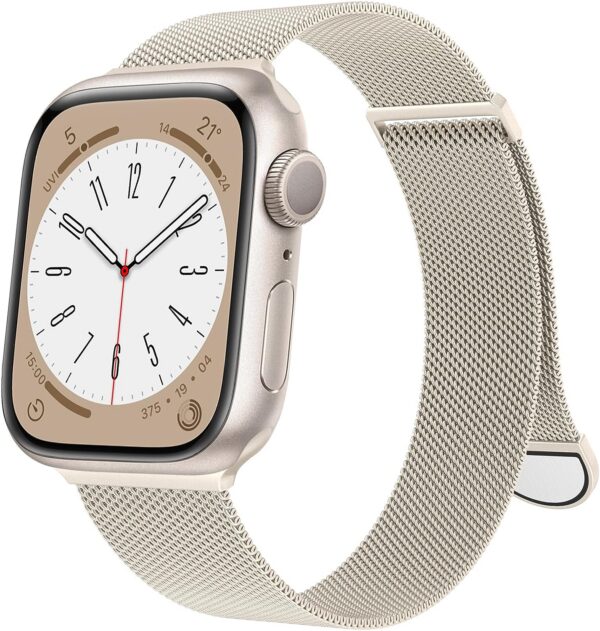 530164d97c243e91 OULUOQI Compatible with Apple Watch Band Series 9, Ultra/Ultra 2, SE 8 7 6 5 4 3 2 1 38mm 40mm 41mm 42mm 44mm 45mm 49mm Women and Men, Stainless Steel Milanese Loop Magnetic Clasp Replacement for