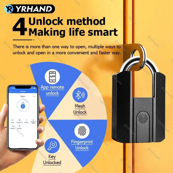 531ca6f812f9f96f IP67 TTLock Bluetooth APP Smart Padlock Fingerprint Lock Keyless Mini Bag with Aleax Google Home Electronic Door Lock