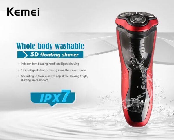 Rechargeable shaver washable trimmer barbeador face men shaving hine groomer beard kemei 3D electric razor
