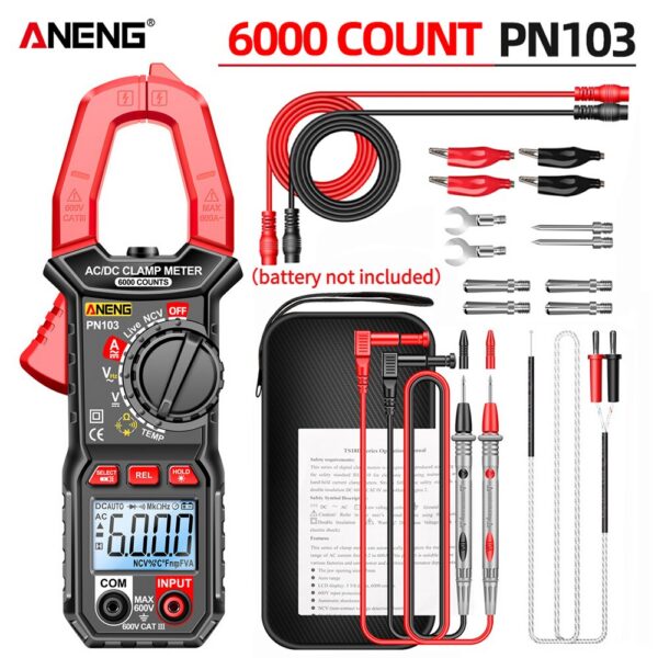53229a50c0c77b74 ANENG PN103 6000 Counts Digital Clamp Meter Multimeter 600A AC Current AC/DC Voltage Tester Hz Capacitance NCV Ohm Diode Testers
