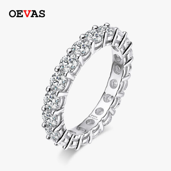 OEVAS 2.2 Carat 3MM Moissanite Full Circle Row Ring Sterling Sier Pass Diamond Test For Women Wedding Fine Jewelry