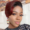 5326680bb93e1668 Pixie Cut Transparent Wigs For Women Straight Short Bob T Part Lace Wig Prepluck Brazilia Human Hair