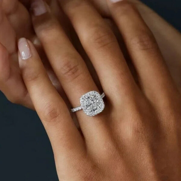 5334c614ebb96fea Smyoue 0.3-3CT D Color Certified Moissanite Rings for Women Square Sparkling Lab Diamond Promise Band 100% Sterling Sier