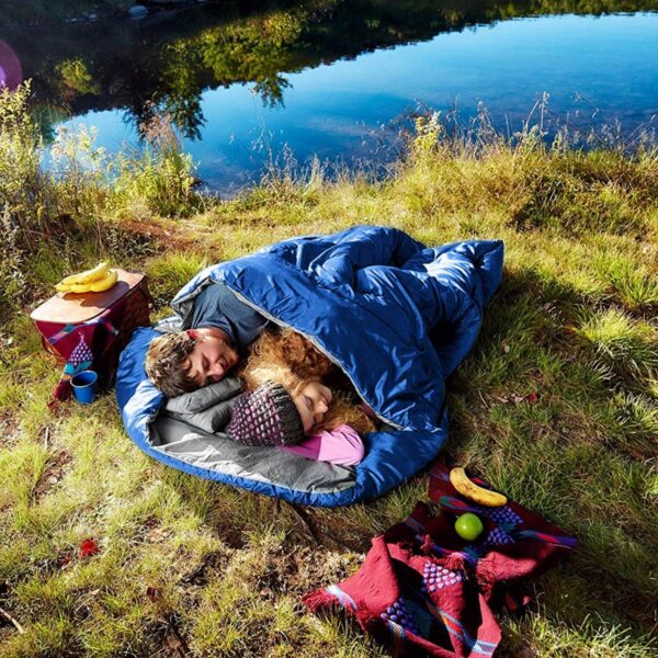 TANGZON 220x150cm Double Sleeping Bag, Extra Large Converts into 2 Waterproof Lightweight Camping Bags with 2 Pillows and Carrying Bag for Outdoor Hiking Backpacking Traveling
