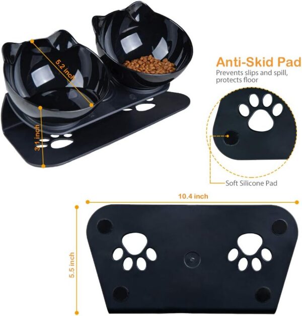 535953bfc28dee50 Cat Food Bowls Elevated Cat Bowls Tilted 15° Plastic Cat Dishes Double Raised Cat Bowl with Non-Slip Rubber Base Stand for Cats (Black)