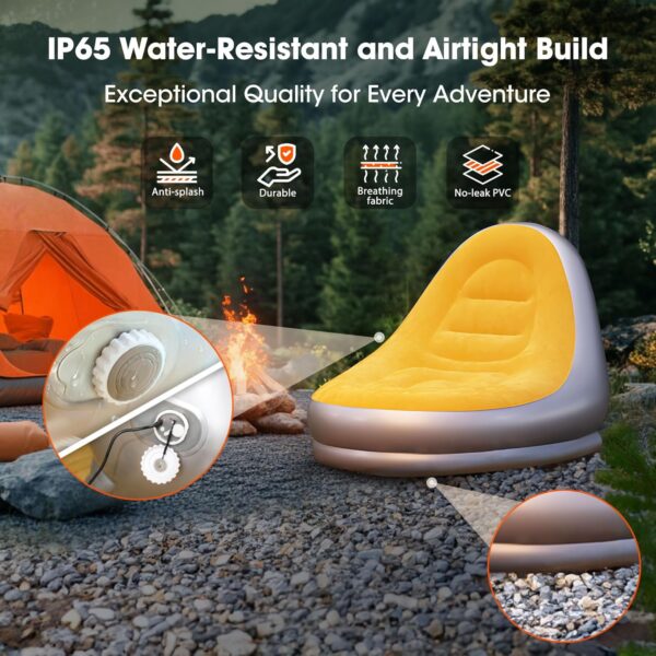 53668e72f6f69442 Inflatable Couch Built in Rechargeable Pump, 3kPa High-Pressure Lounge Chair, Inflatable Bean Bag Chair for Indoor Office Outdoor Camping