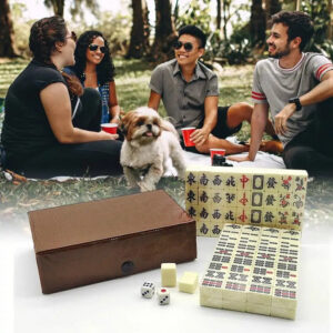 538612c72cac9316 Mahjong Set 144 White Engraved Mini Tiles Gathering For Chinese Style Game Play Family Leisure Time