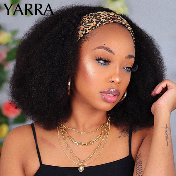 Afro Kinky Curly Human Headband Wig For Black Women 180% Density Glueless Brazilian Remy Full hine Made Hair YARRA