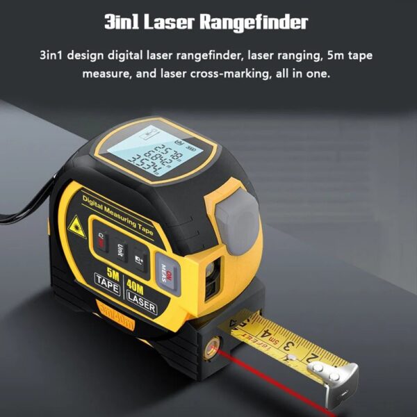 53905bf30f4c746c 3 In 1 Digital High Precision Laser Rangefinder Steel Tape Measure