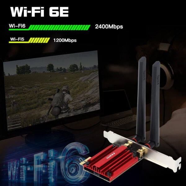 FENVI 6E AX210 5374Mbps Wireless PCIE Adapter Tri Band 2.4G/5G/6Ghz Compatible Bluetooth5.3 Network WiFi Card For Win 10/11