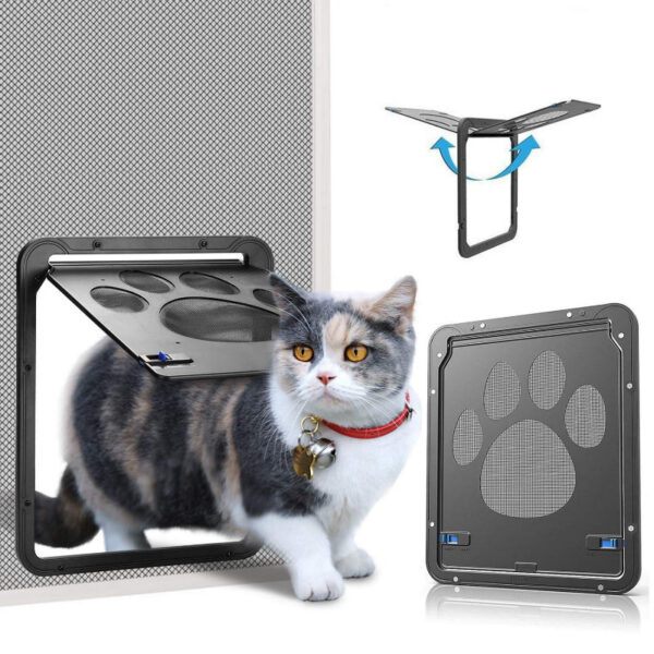 53a38e7391da2924 Pet Door New Safe Lockable Magnetic Screen Outdoor Dogs Cats Window Gate House Enter Freely Fashion Pretty Garden Easy Install