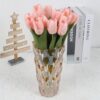 IPOPU 12PCS Pink Tulips Artificial Flowers for Decoration Fake Tulips Real Touch Fake Pink Flowers Artificial Floral Arrangements Pink Faux Tulips Decor Table Home Kitchen Wedding Decorations (Pink)