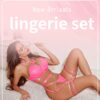 Avidlove Set for Women Sexy Strappy 5 Piece Lingerie Garter with Underwire Push Up Bra and Chain