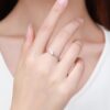 Modian Solid 925 Sterling Silver Simple Round Clear CZ Finger Rings For Women & Girls Cassic Wedding Statement Fine Jewelry Gift