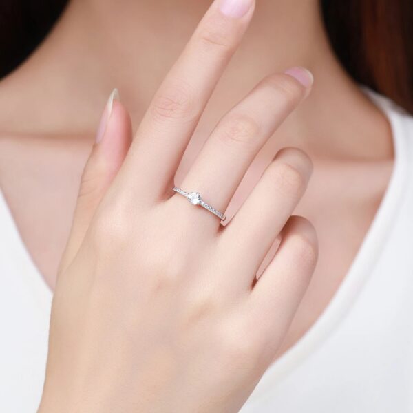 Modian Solid 925 Sterling Silver Simple Round Clear CZ Finger Rings For Women & Girls Cassic Wedding Statement Fine Jewelry Gift