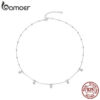 BAMOER Mini Waterdrop Moissanite Bezel Setting Lab Diamond for Women Sterling Sier Engagement Necklace