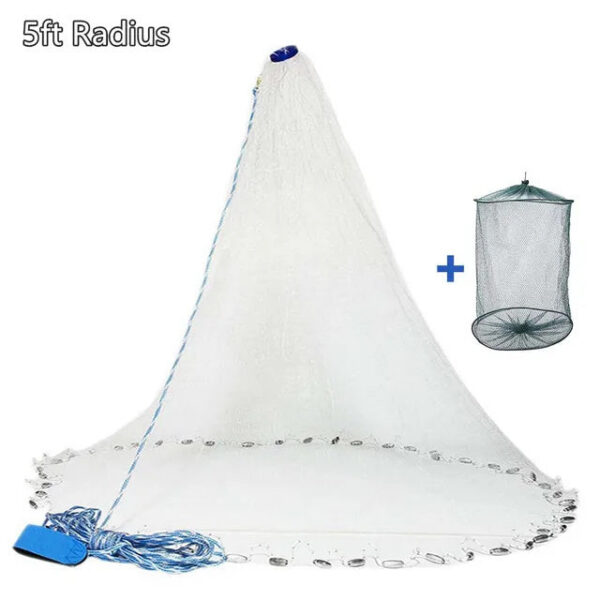 53e23e2be81fb40c American Saltwater Fishing Cast Net for Bait Trap Fish 3/4/5/6/7/8/9/10ft Radius Casting Nets with Heavy Duty Zinc Sinker Weight
