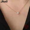 53f66673f9965d13 Jkeli Sterling Sier Gold Plated Necklace Single Sparkling Zircon Clavicle Chain for Women Wedding Jewelry collares