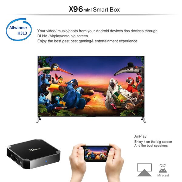 5424622f0cea6b50 X96 Mini Smart TV BOX Android 9.0 1GB 8GB Allwinner H313 Quad Core Support 4K 3D 30tps WiFi 2.4GHz H.265 VP9 x96mini Set top box