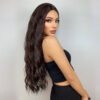 HAIRCUBE Long Brown Curly Wavy Women Middle Part Synthetic Wig for Any Ocn Heat Resistant Fake Hair