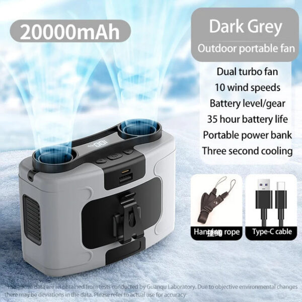 5436ac08b6a6daf4 20000mAh Portable Waist Hanging Neck Fan Strong Wind with Power Bank LED Lighting for Sports Courier Outdoor Working