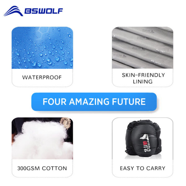 BSWOLF Camping Bag Ultralight Waterproof 4 Season Warm Envelope Backpacking Sleeping Bags for Outdoor Traveling Hiking