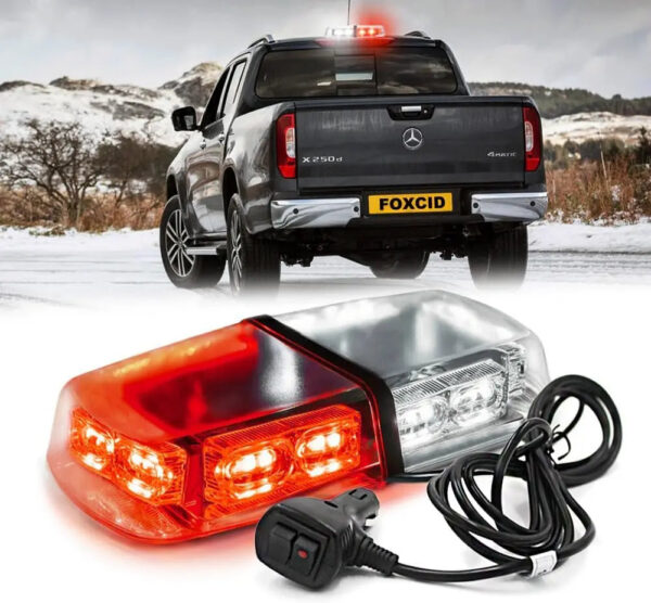 12" 36 LED 18 Watts Emergency Hazard Warning Security Roof Top Flash Strobe Mini Light Bar with Magnetic Mount, for Plow or Tow
