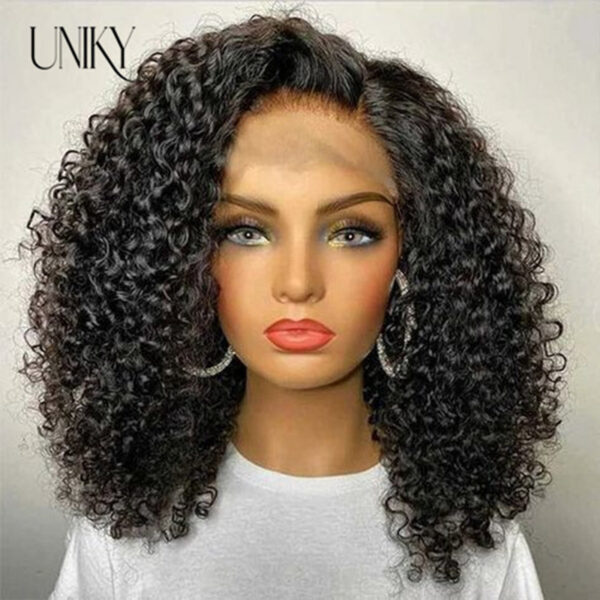 Wigs Jerry Curly Front 13x4 Transparent Lace For Women 4x4 Closure Short Bob Human Hair Wig 8-14inch