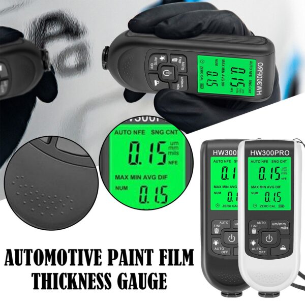 547c32fb2cee5911 1Pcs HW-300PRO Car Film Automatic Gauge 0-2000UM Fe & NFe Coating Thickness Tester Manual Automotive Paint Tools