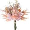 KIRIFLY Artificial Fake Flowers Plants Silk Flower Arrangements Wedding Bouquets Decorations Plastic Floral Table Centerpieces for Home Kitchen Garden Party Décor (Purple White)