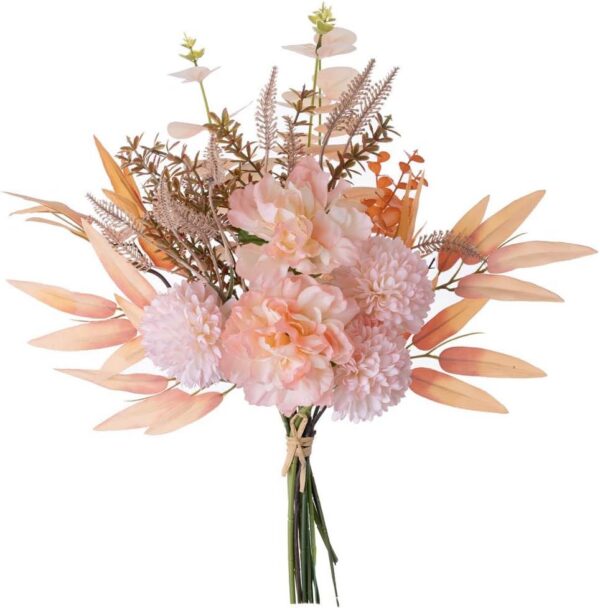 KIRIFLY Artificial Fake Flowers Plants Silk Flower Arrangements Wedding Bouquets Decorations Plastic Floral Table Centerpieces for Home Kitchen Garden Party Décor (Purple White)