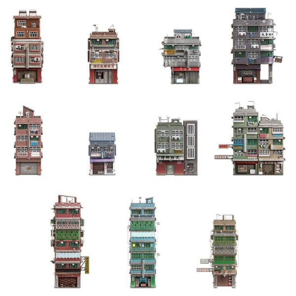 54a2af646b8c953c Piececool 3D Metal Puzzles New Town Villages 11pcs/Set Model Kits Classic Building Block Series DIY Toys for Adult