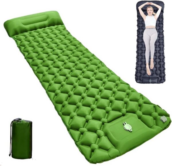 Coziya Matelas, Camping-Matratze, 5 cm Ultraleichte Aufblasbare Camping-Matratze, Aufblasbares Schlafpad Mit Eingebauten Kissen, Zum Campen, Reisen, Zuhause, BüRo,Blue