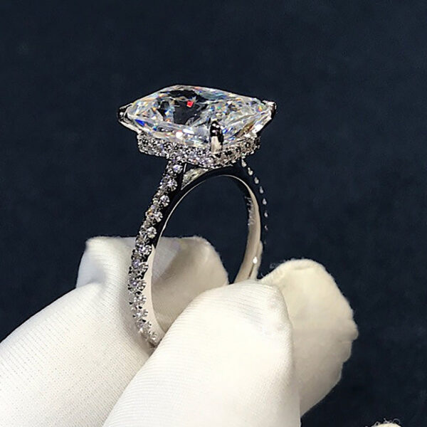 Radiant Cut cut 4ct Simulated Diamond cz ring Sterling Sier Engagement Wedding Band Rings for women Party Jewelry