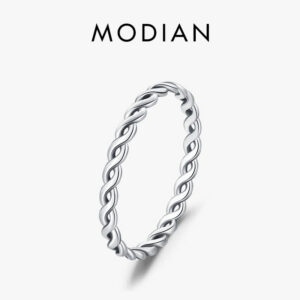 Modian Simple 925 Sterling Silver Texture Twisted Thin Stackable Small Finger Ring For Women Vintage Classic Fine Jewelry Gifts