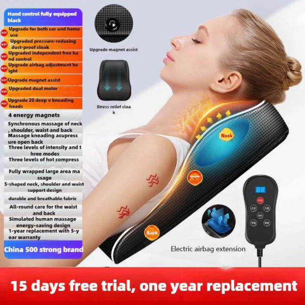 54dda010a07ee78d JAIYORL Electric Massage Neck Pillow Shiatsu Head Cervical Ttraction Body Back Waist Massager Car with Heating Vibrating Massage