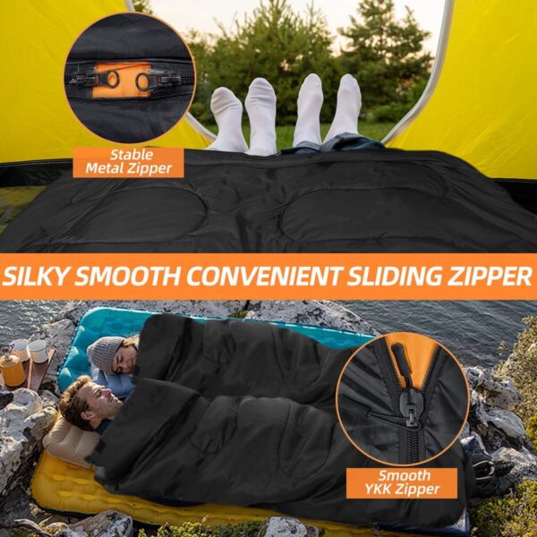 54eeb4f8827a5705 Double Sleeping Bags for Adults, 2 Person Camping Sleeping Bag for Cold Weather & Warm, Queen Size Sleeping Bag with 2 Pillow, Sleep Bag for Camping, Hiking, Backpacking