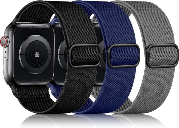 54f2692e40a094de DaQin 3 Pack Elastic Bands Compatible with Apple Watch Band 45mm 44mm 49mm 42mm 41mm 40mm 38mm Women Men, Soft Nylon Solo Loop Straps for Apple Watch SE iWatch Series 9/8/7/6/5/4/3/2/1/Ultra/Ultra 2