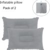 2 Pack Ultralight Inflatable Pillow Small Squared Flocked Fabric Air Pillow for Beach Hiking,Camping,Traveling,Napping,Desk Rest,Neck &Lumbar Support(Gray)
