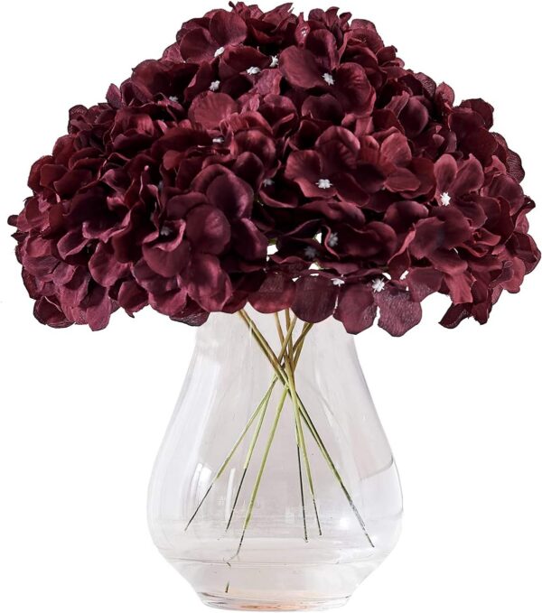 Hydrangea Silk Flower White 10 Heads Artificial Hydrangea Silk Flowers Head for Wedding Centerpieces Bouquets DIY Floral Decor Home Decoration with Long Stems - White