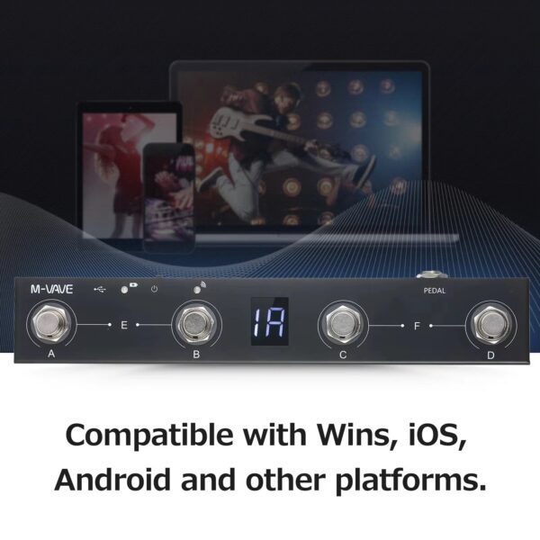 M-VAVE Chocolate MIDI Controller BT Rechargeable 4 Buttons MIDI Controller Pedal APP Control with Wireless Transmission System