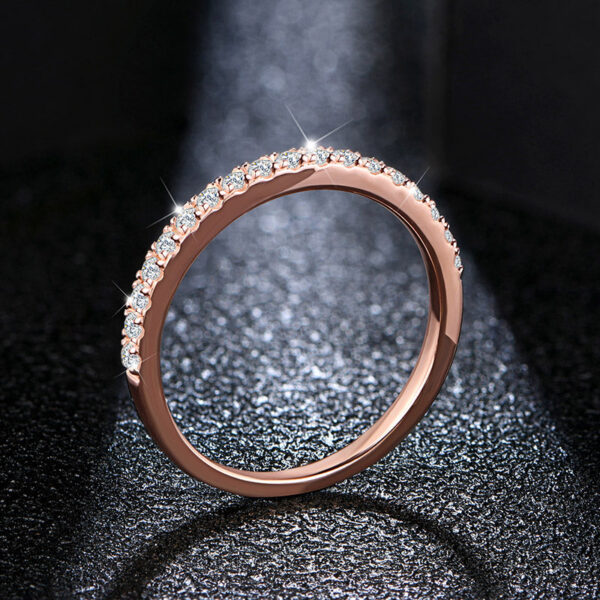 ATTAGEMS Rose Gold Plated Diamond Pass Test Round Excellent Cut Total 0.27 CT Moissanite Ring for Girls tail Jewelry