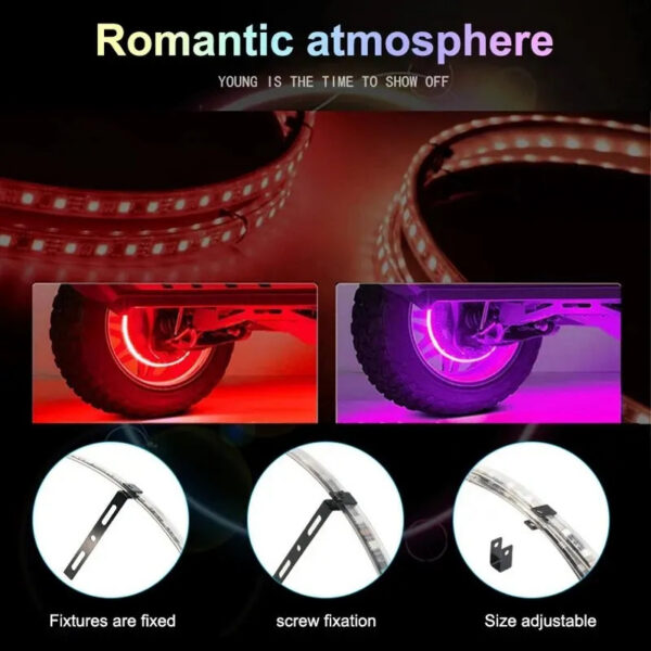 Car Hub Lamp RGB Kit Waterproof LED Strip Light APP/Remote Control Car Wheel Ring Neon Light Strip Colorful Adjustable Hub