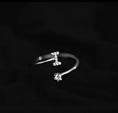 Fashion Sterling Sier 26 Letter Sparkling Diamond Zircon Open Index Finger Your Name Ring Birthday Party Jewelry