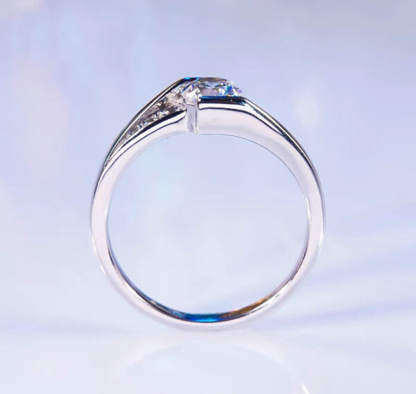 With Certified Original Sier Ring 0.5 Carat Zirconia Diamond Engagement Wedding Band Fine Jewelry Accessories for Women