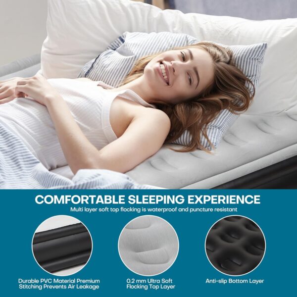 556cbbce3a6d888c Panana Twin Air Mattress with Built in Electric Pump, Height 18.5" Comfort Blow up Inflatable Guest Air Bed Airbed with Flocked Top, Storage Bag for Family, Home, Camping