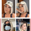 5582144cba6b4877 Brown Blonde Ombre Synthetic Short Straight Bob Wigs for Women Middle Part Lolita Cosplay Natural Hair Heat Resistant Fiber
