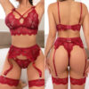 558a12528d619e74 Sexy Bow Exotic Sets Hollow Out Women's Underwear Erotic Cut-out Sexy Lingerie Bra Panty And Garters Lingerie Set Lenceria Mujer